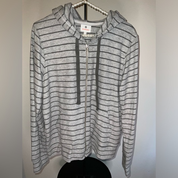 Sundry Striped Tawny Zip up Hoodie - NWT - Size 4/XL - *SOFTER THAN SOFT* - Picture 3 of 13